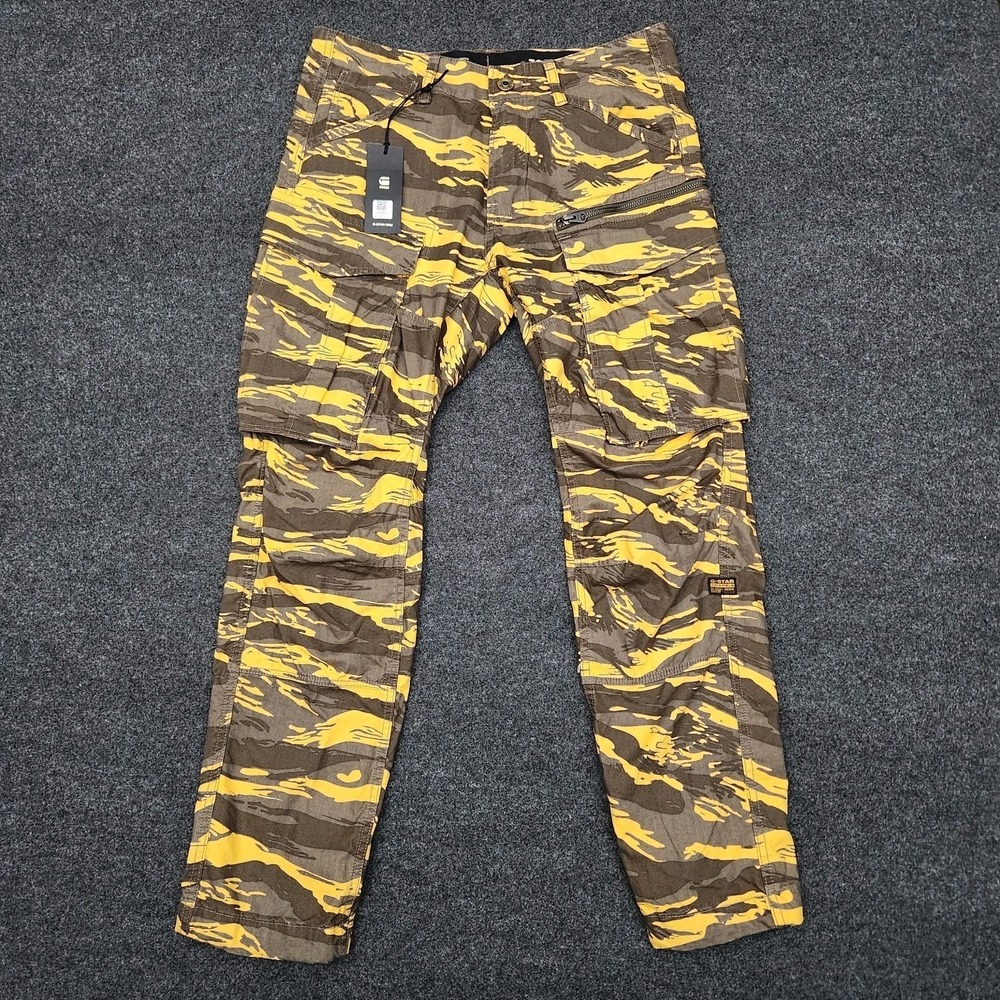 NWT G Star Raw Mens 30x30 Lemon Tiger Camouflage Cargo Pants Grunge Gorpcore
